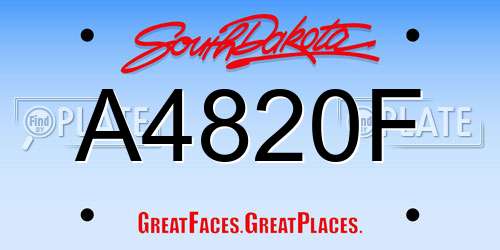A4820F South Dakota License Plate