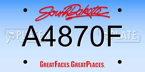 A4870F South Dakota License Plate
