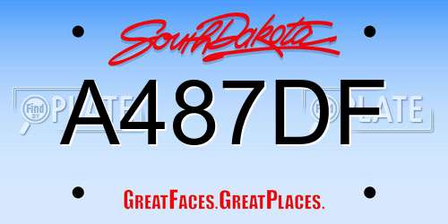 A487DF South Dakota License Plate