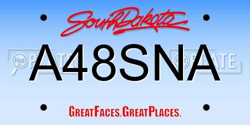 A48SNA South Dakota License Plate