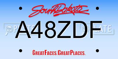 A48ZDF South Dakota License Plate
