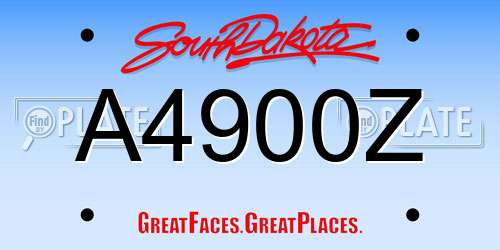 A4900Z South Dakota License Plate