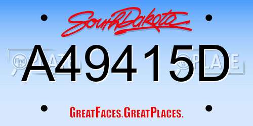 A49415D South Dakota License Plate
