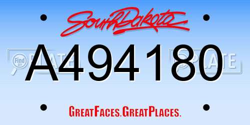 A494180 South Dakota License Plate