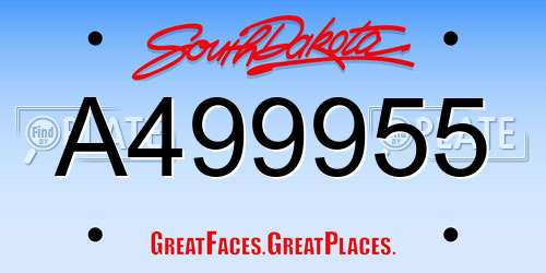 A499955 South Dakota License Plate