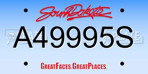 A49995S South Dakota License Plate