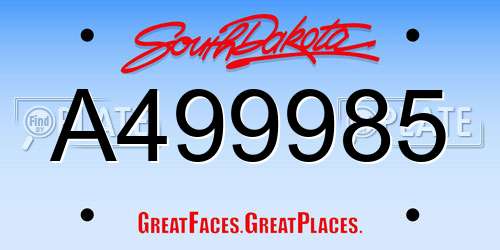 A499985 South Dakota License Plate