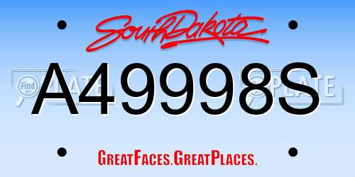 A49998S South Dakota License Plate