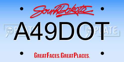 A49DOT South Dakota License Plate