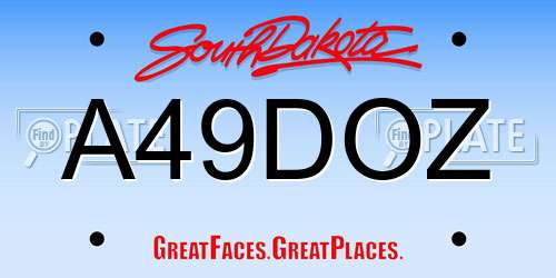 A49DOZ South Dakota License Plate