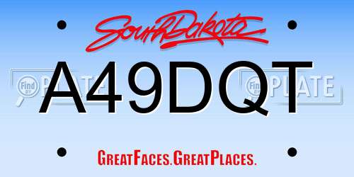 A49DQT South Dakota License Plate