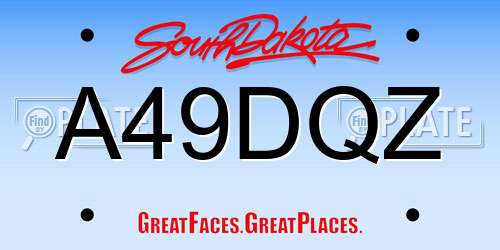 A49DQZ South Dakota License Plate