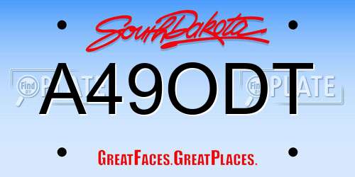 A49ODT South Dakota License Plate