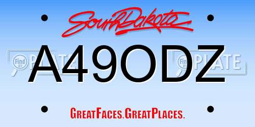A49ODZ South Dakota License Plate