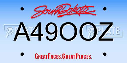 A49OOZ South Dakota License Plate