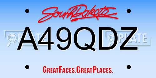 A49QDZ South Dakota License Plate