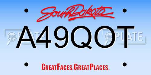 A49QOT South Dakota License Plate