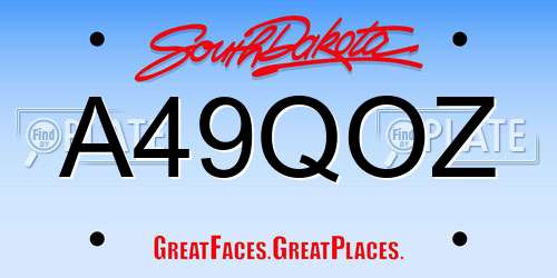 A49QOZ South Dakota License Plate