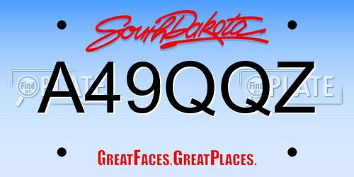 A49QQZ South Dakota License Plate