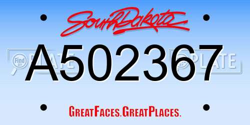 A502367 South Dakota License Plate