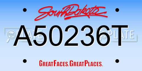 A50236T South Dakota License Plate