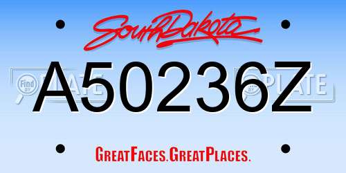 A50236Z South Dakota License Plate
