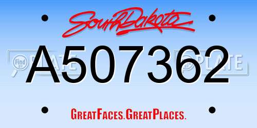 A507362 South Dakota License Plate