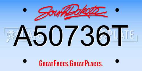 A50736T South Dakota License Plate