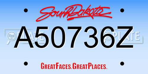 A50736Z South Dakota License Plate