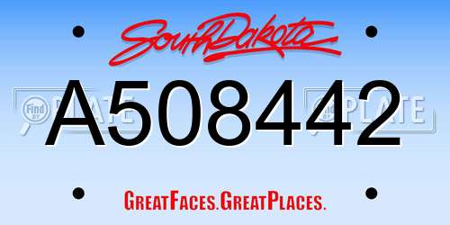 A508442 South Dakota License Plate