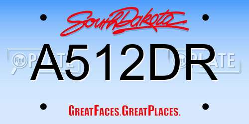 A512DR South Dakota License Plate