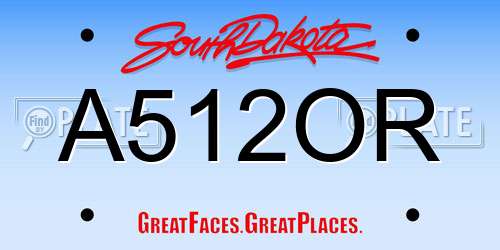 A512OR South Dakota License Plate