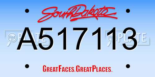 A517113 South Dakota License Plate