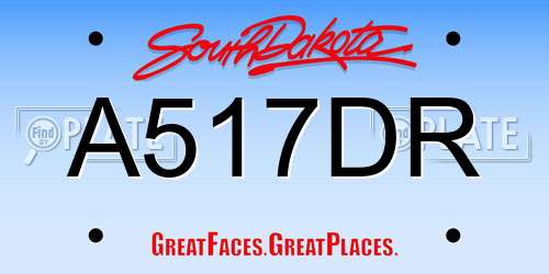 A517DR South Dakota License Plate