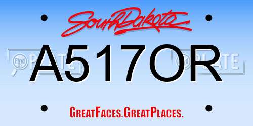 A517OR South Dakota License Plate