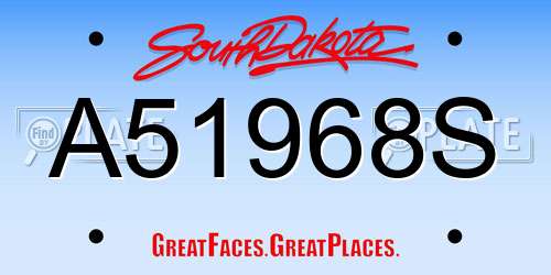 A51968S South Dakota License Plate