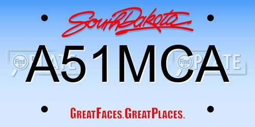 A51MCA South Dakota License Plate