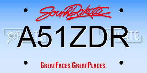 A51ZDR South Dakota License Plate