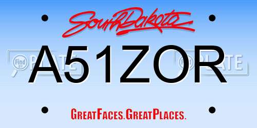 A51ZOR South Dakota License Plate