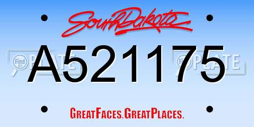 A521175 South Dakota License Plate
