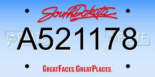 A521178 South Dakota License Plate