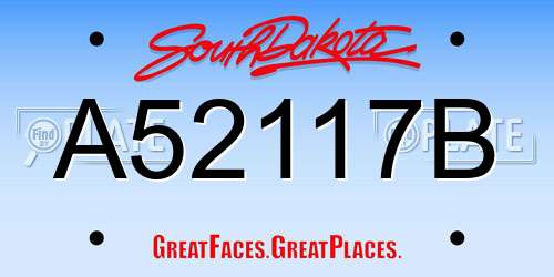 A52117B South Dakota License Plate
