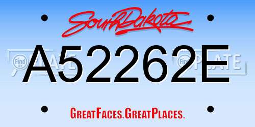 A52262E South Dakota License Plate