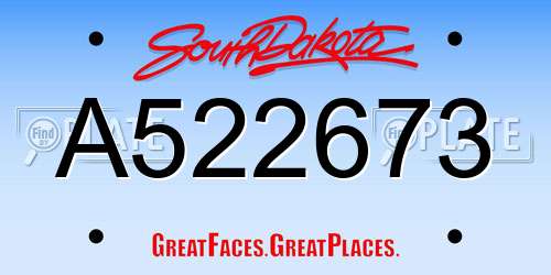 A522673 South Dakota License Plate
