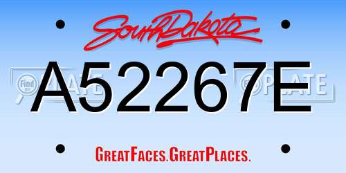 A52267E South Dakota License Plate
