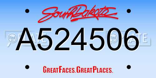 A524506 South Dakota License Plate