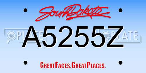 A5255Z South Dakota License Plate