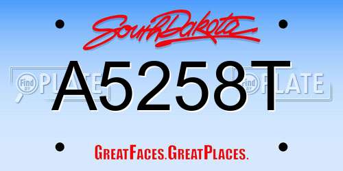 A5258T South Dakota License Plate