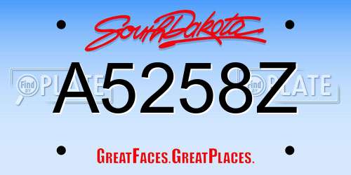 A5258Z South Dakota License Plate
