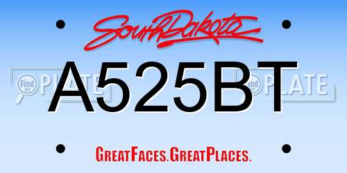 A525BT South Dakota License Plate